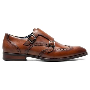 Stacy Adams Karson Cognac Wingtip Double Monk Strap Dress Shoes (USA Men Size) - Picture 1 of 10