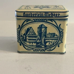 Caja de baratijas de hojalata vintage Haeberlein Metzger A.G. Nurnberg alemana Art Nouveau - Imagen 1 de 8