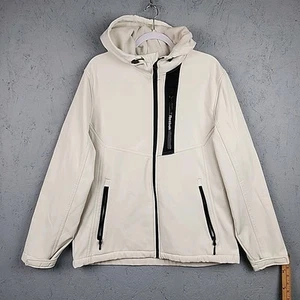 Reebok Weather Resistant Softshell Jacket Mens Large White Pockets Logo Sports - Picture 1 of 10