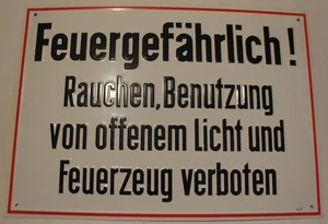 Großes Warnschild Hinweisschild Schild Blech 'Feuergefährlich! Rauchen, Benu...' - Bild 1 von 2