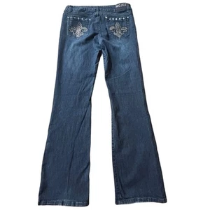 Miss Chic Size 13 Super Star Womens Y2K Jeans Stretch Low Rise Bling Pockets - Picture 1 of 16