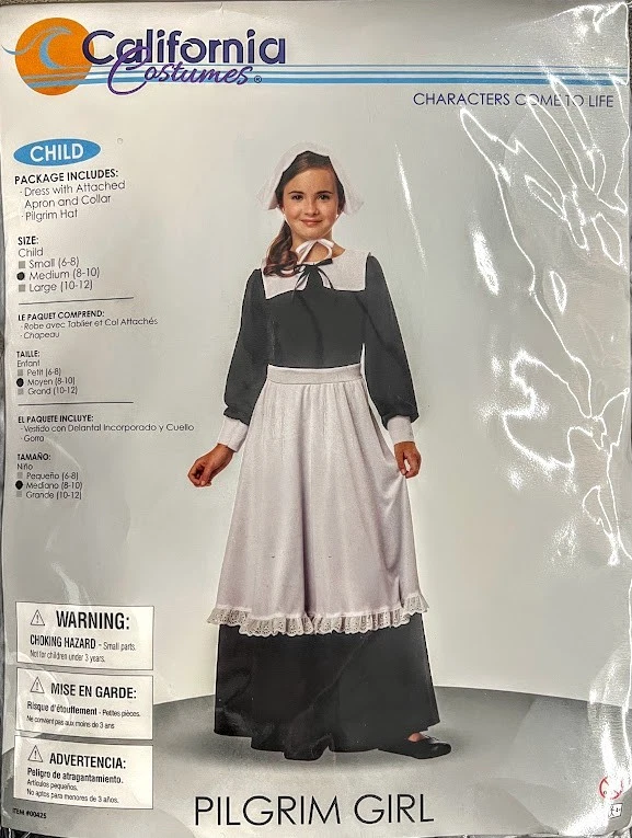 Fantasia infantil menina peregrina tamanho 8-10 - Imagem 1 de 1