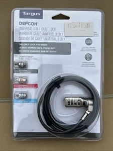 NEW Targus Defcon Universal 3-In-1 Cable Lock Combination Laptop Computer PC - Photo 1/2