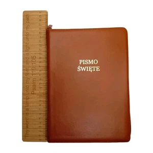 Polish Bible Pismo Swiete Duzy Format Giant Print Leather Skora Indexed Present - Bild 1 von 24