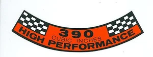 1961-69 FORD/MUSTANG 390 HIGH PERFORMANCE AIR CLEANER DECAL - Picture 1 of 1