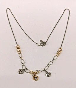 9125447 Bicolor 925er Silver Necklace With Heart Partly Gold Plated - Picture 1 of 3