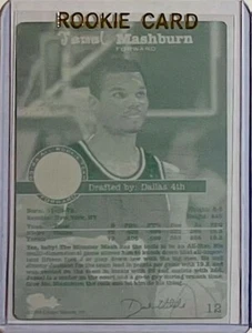 1/1 JAMAL MASHBURN ROOKIE 1994 CLASSIC PRINTING PLATE DALLAS MAVERICKS 1 OF 1 - Picture 1 of 2