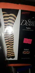 Black & Orang StripeTights Ladies Halloween, Witch One Size Alice in Wonderland - Picture 1 of 1