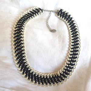 Next Statement Choker Necklace 60s Collar Style Chain Cream Black - Picture 1 of 7