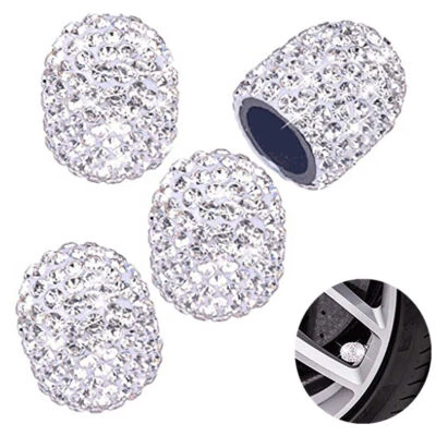  4x Bling Diamonds Válvula de Aire de Neumático de Coche Vástago Tapa Antipolvo Cubierta Llantas Accesorios Foto 1 de 4