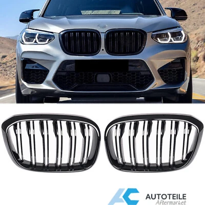 Grill Nieren Kühlergrill für BMW X3 G01 X4 G02 Doppelsteg Schwarz - Bild 1 von 4