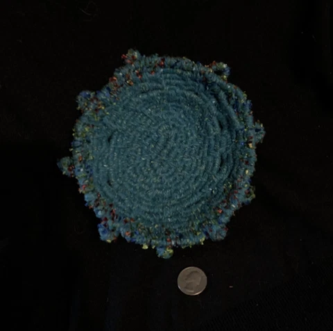 Artist made Yarn coil basket New Turquoise Cover