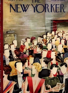 1934 New Yorker October 27 - Waiting for the theater doors to open - Alajalov - Picture 1 of 1