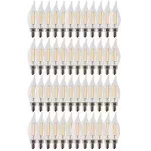 60-Watt Equivalent BA10 E12 Candelabra Dimmable Filament CEC Clear Glass 48-Pack - Picture 1 of 3