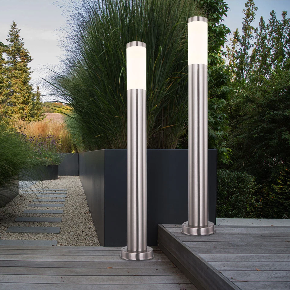 2x Stehlampe Außen Standleuchte Edelstahl silber Wegelampe Gartenlampe Höhe 80cm - Bild 1 von 4