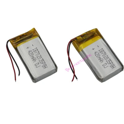 2pcs 3.7V 420mAh 1.55Wh Li Battery 702035 Lipo For GPS Bluetooth Headset Mp3 Mp4 - Image 1 of 2