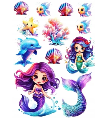 Essbar Meerjungfrau Meer Tortenaufleger Torte  Geburtstag Zuckermasse + TEXT - Bild 1 von 4