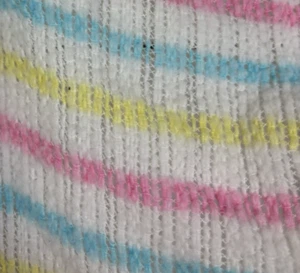VTG Baby Blanket Beacon Unisex Pink Blue Yellow Stripe Open Weave Waffle Knit - Picture 1 of 4