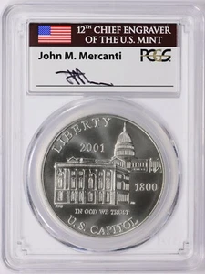 2001-P U.S. Capitol Visitor Center Silver Dollar Mint Engraver Series PCGS MS-70 - Picture 1 of 4