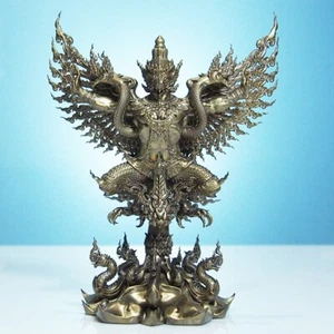Thai Amulet GARUDA Phaya Krut Phisthan 5" Tall Statue Bronze Wat PaKrekee BE2564 - Picture 1 of 23