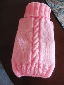 Hand Knitted Hot Water Bottle Cover - Pink - Picture 1 of 2