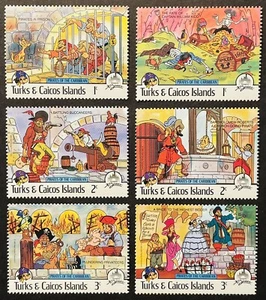TURKS & CAICOS PIRATES OF THE CARIBBEAN DISNEY STAMPS SHORT SET 6V 1985 MNH - Picture 1 of 1