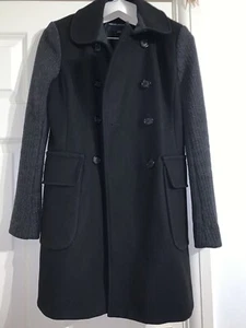 French Connection Black And Grey Wool And Cashmere Coat Uk 6 - Picture 1 of 5