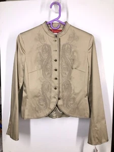 Jacke bestickt Ann Klein Gr. 4 verziert Metall filigran Knöpfe Stretch Neu mit Etikett - Bild 1 von 10