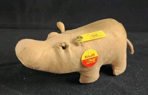 Raro juguete de peluche Steiff 067747 Knuffi Hippo Alemania - 5,5" - Imagen 1 de 10