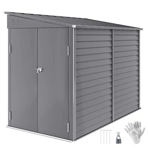 Outsunny 5 x 9ft Galvanised Metal Garden Shed with Foundation Kit, Grey - Picture 1 of 11