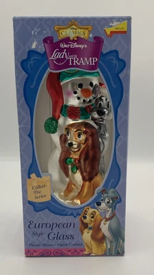 Disney "Lady and the Vagabundo" Estilo Europeo Boca Vidrio Soplado Ornamento 1999 Foto 1 de 4