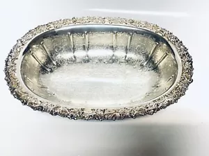 Large Ornate Barker Ellis Silverplate Oval Footed Bowl - Picture 1 of 7