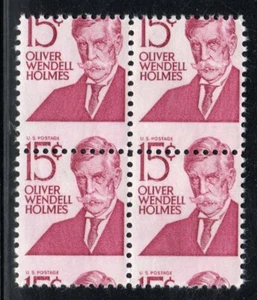 1965 US SC 1288 Oliver Wendell Holmes Block 4, Horizontal Perf Shift Error EFO - Picture 1 of 2