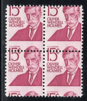 1965 US SC 1288 Oliver Wendell Holmes Block 4, Horizontal Perf Shift Error EFO - Image 1 of 2