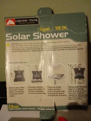 Ozark Trail 5 galones ducha solar mochilero camping al aire libre Foto 1 de 4