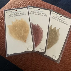 Recollections Boutique Fleur Metallic Natural Leaves Embellishments 3 NEW Packs - Picture 1 of 6