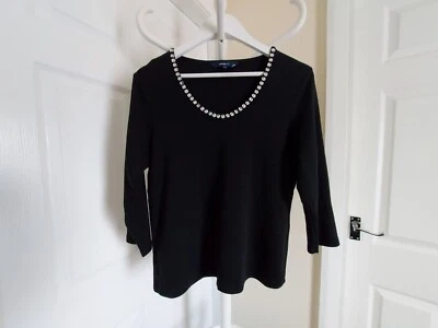 Blouse"Casual Club"Debenhams With White Stones Black Colour Size: 16 (UK) Eur 44 - Image 1 of 4
