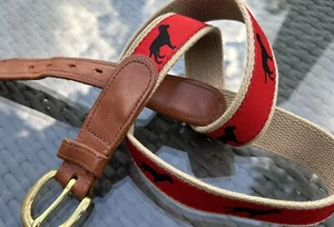 Cinturón Preston Para Hombres Lona Cuero Labrador Perro Estampado EE. UU. Rojo Talla 36 - Imagen 1 de 4