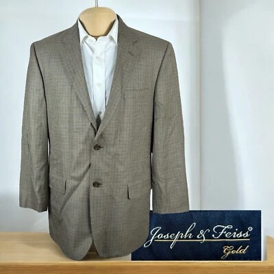 Abrigo deportivo Joseph & Feiss para hombre 44R marrón a cuadros lana de seda Foto 1 de 4