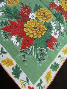 Fazzoletto stampa vintage Hankie crisantemo stampato fiore fazzoletto 1251 - Foto 1 di 8