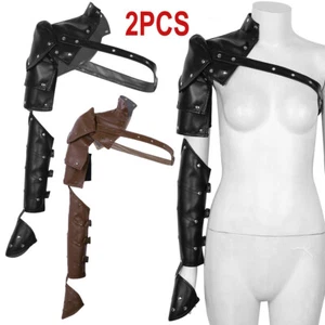 2 Set Steampunk PU Adjustable Metal Rivets Shoulder Armors w/Arm Straps Costume - Picture 1 of 24