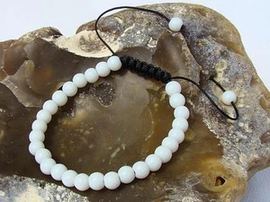 Delicada Pulsera Para Hombre todas 6mm CUENTAS DE ALABASTRO BLANCO - Imagen 1 de 1