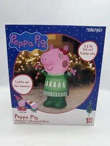 Gemmy LED Peppa Pig In Green Dress Christmas Inflatable Yard Decor Hasbro 3.2’ - Picture 1 of 4
