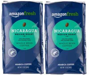 2 x café en grano entero tostado medio Amazon Fresh Nicaragua 12 oz - Imagen 1 de 5