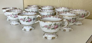 11 - GDA Limoges France Rosas Rosas Rosas 4 oz. Tazas/tazas de café con patas Demitasse RARAS - Imagen 1 de 10
