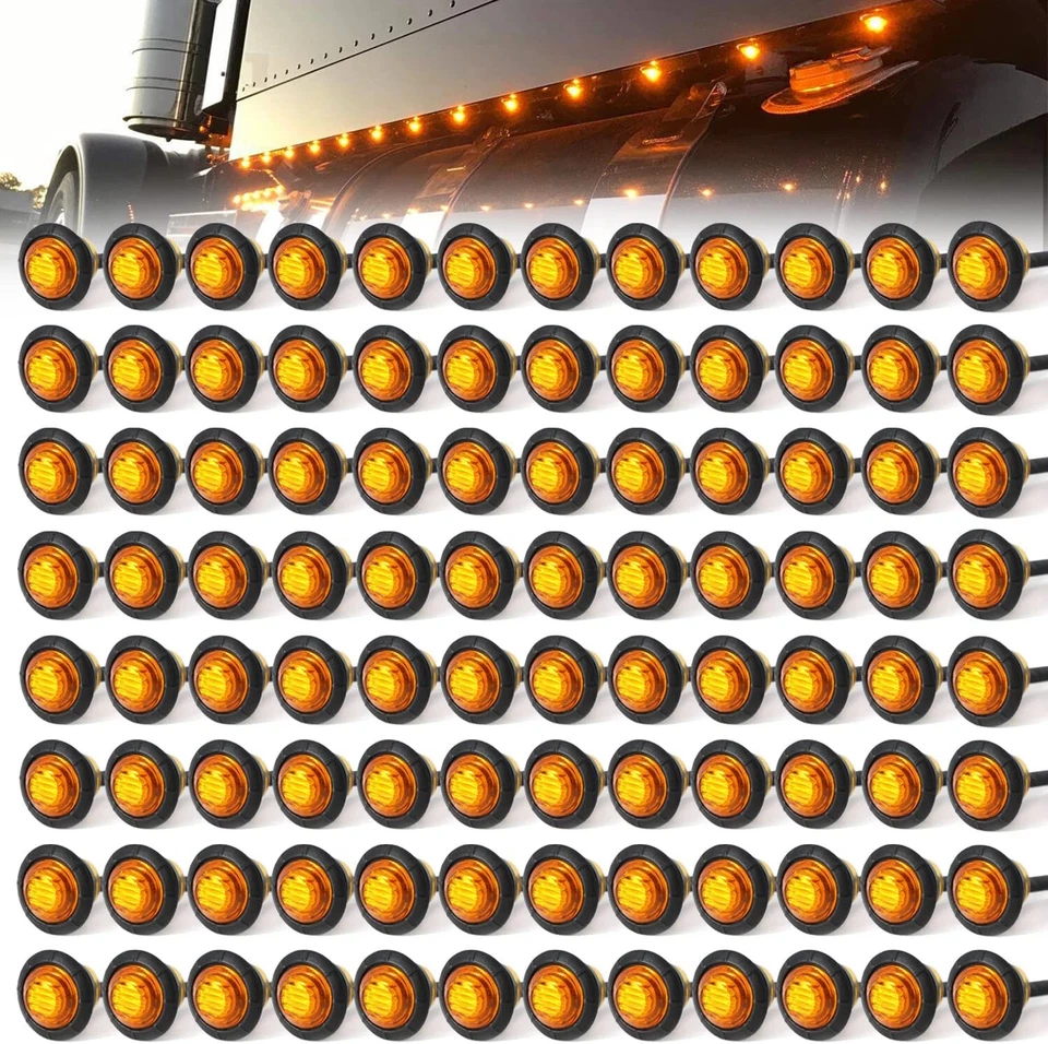 1-100Pcs 3/4"Round LED Bullet Clearance Side Marker Lights For Truck Trailer RV - Изображение 1 из 4