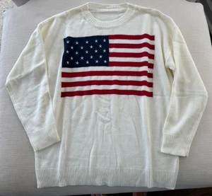 NUEVO Suéter Mujer Bandera Americana Poliéster Patriótico Estados Unidos Crew Talla S - Imagen 1 de 6