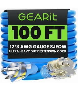 GEARit Outdoor 12 AWG Gauge 3 Prong Plug, Extension Cord 100ft - Picture 1 of 9
