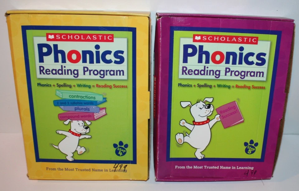 Lot of 2 Box Scholastifc Phonics Reading Program Step 4 & 5 Homeschool Workbooks - Image 1 of 4
