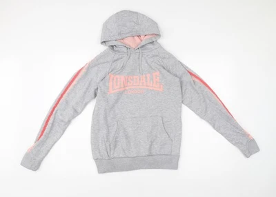 Lonsdale Teens Grey Pullover Hoodie Size 8 Logo Sportswear - Image 1 of 4